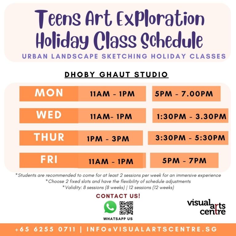 Teens Art Exploration Holiday Class Schedule at VIsualartscentre Singapore
