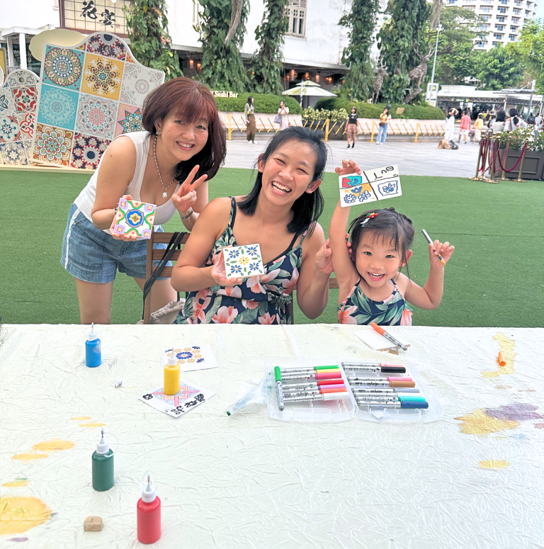 Best Family Peranakan Tile Mural Painting by Visual Arts Centre Team Bonding Corporate Company Team Bonding
