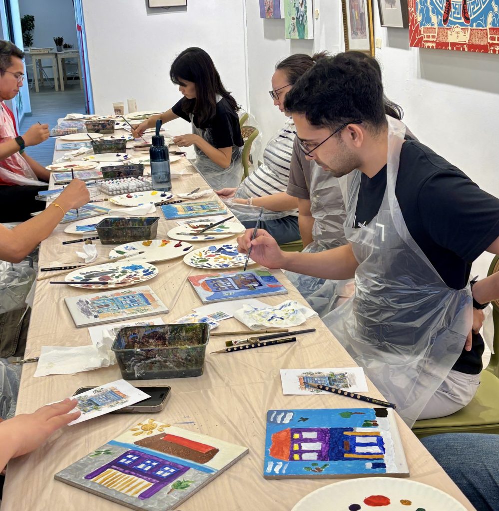 Best Corporate Team Bonding Company Team Bonding Art Jamming in Singapore Peranakan Tile Mural Painting by Visual Arts Centre Singapore