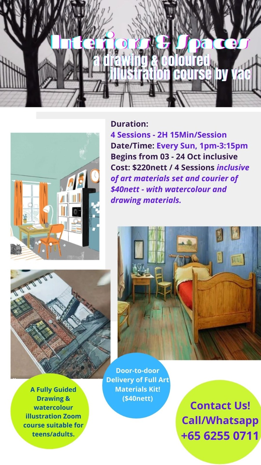 Zoom Drawing Course For Teenagers and Adults Landscape and Interiors