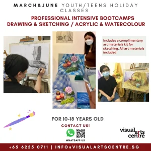 Teenagers creating art during a holiday immersion course at Visual Arts Centre