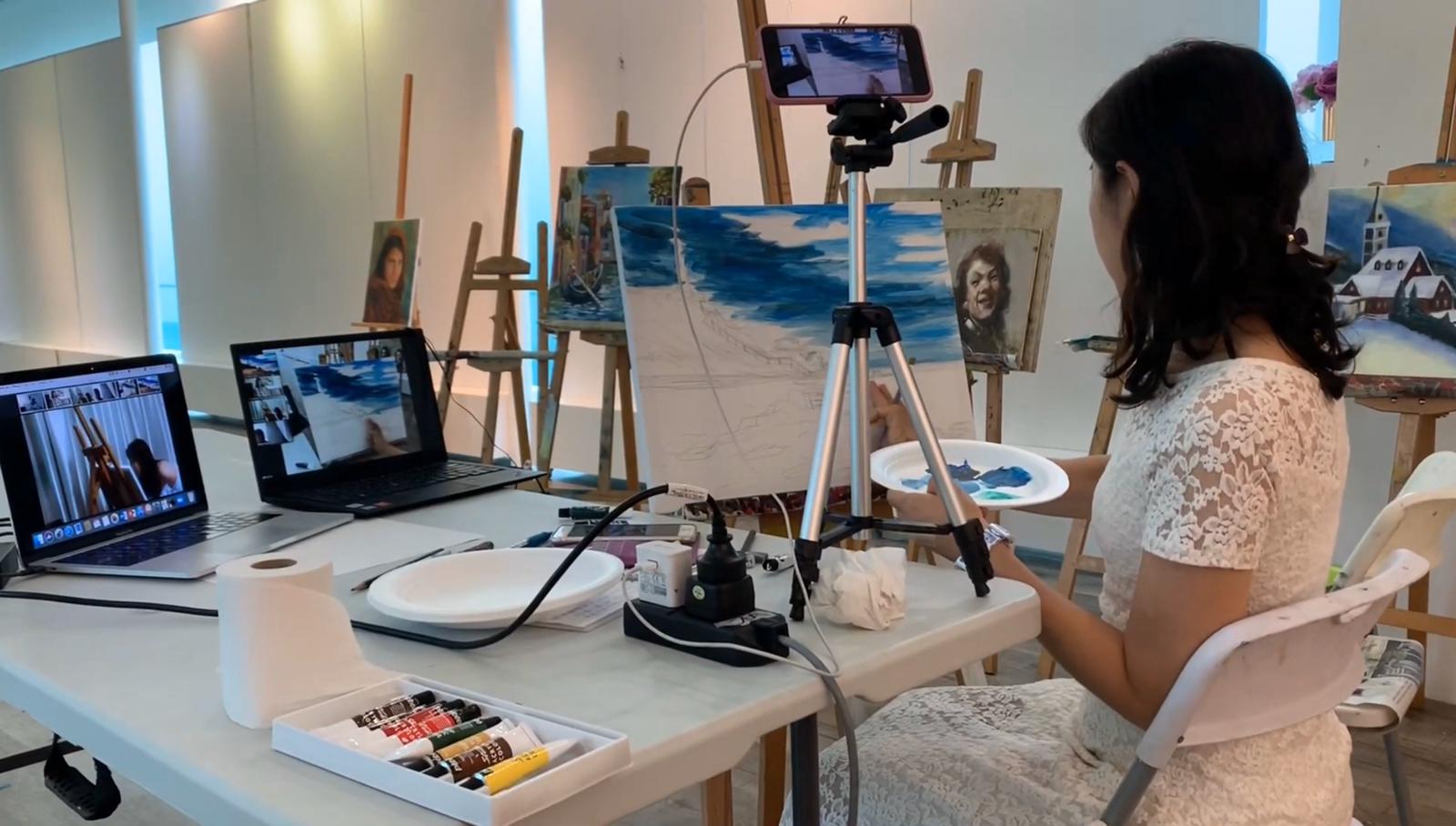 Best Online Art Class Guided with Demo Acrylic Painting ZOOM LIVE