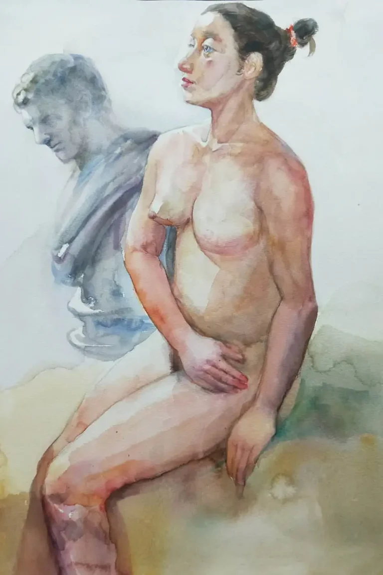 Watercolour art class – Nude Figure Painting at Visualartscentre Singapore
