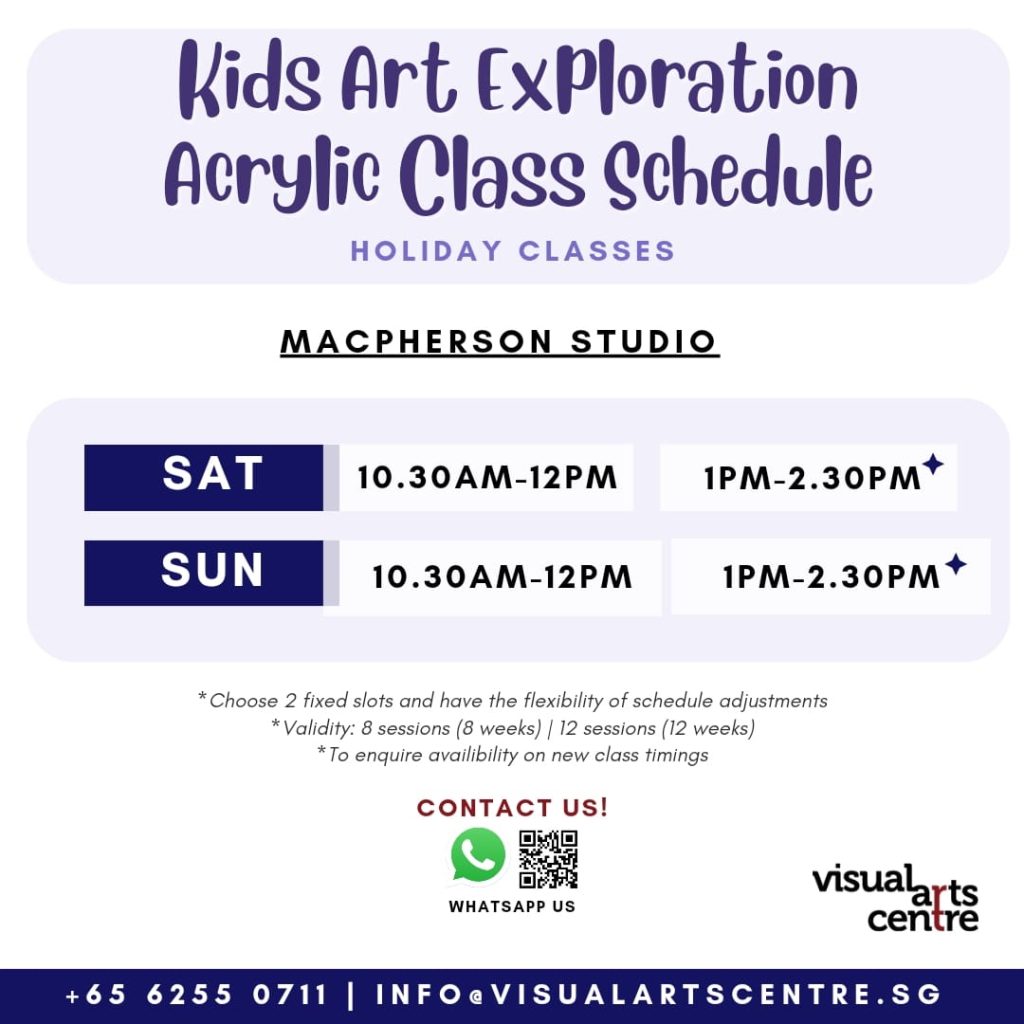 Kid acrylic painting holiday art course MacPherson art studio Visual Arts Centre