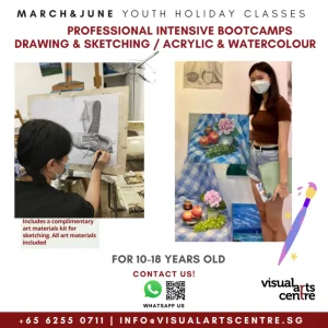 Teens painting and sketching in Youth Holiday Art Immersion programme