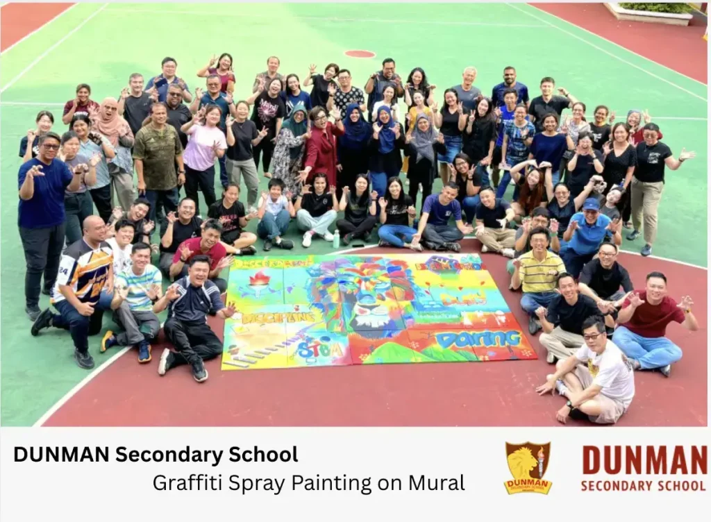 Graffiti-Spray-Painting-on-mural-team-bonding-art-jamming-Visual-Arts-Centre-Singapore