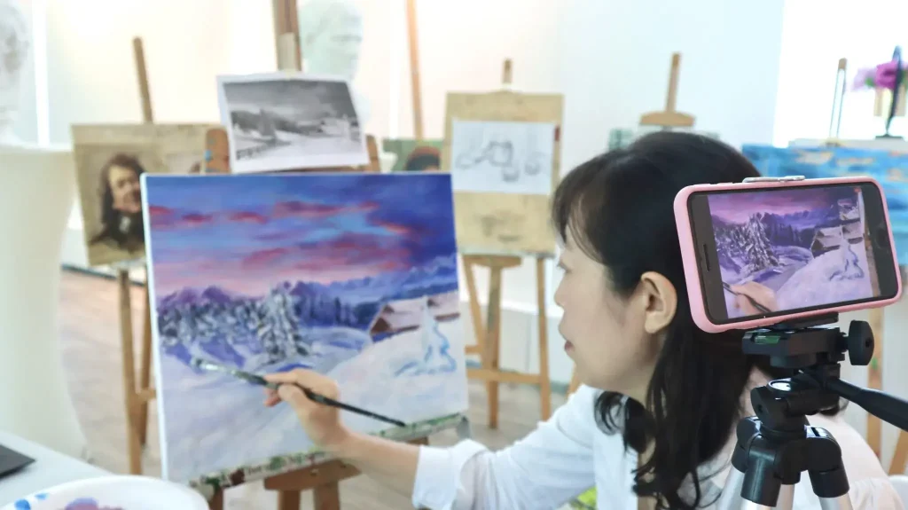 Learn acrylic painting online visual arts centre zoom live art sessions