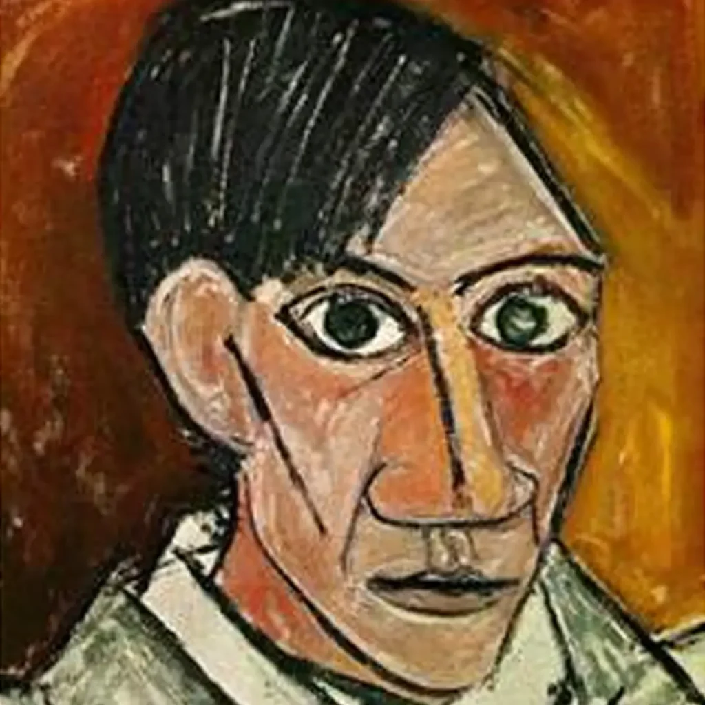 Modernist portrait with angular lines and intense expression, highlighting themes explored in The Nude in Art