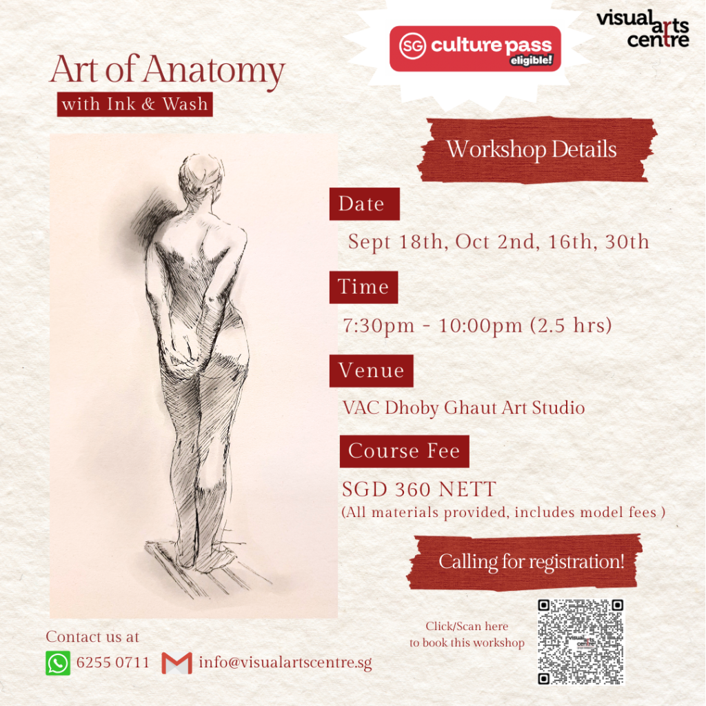 art of anatomy workshop drawing ink & wash course poster SG Cultural Pass Art Workshop by Visual Arts Centre