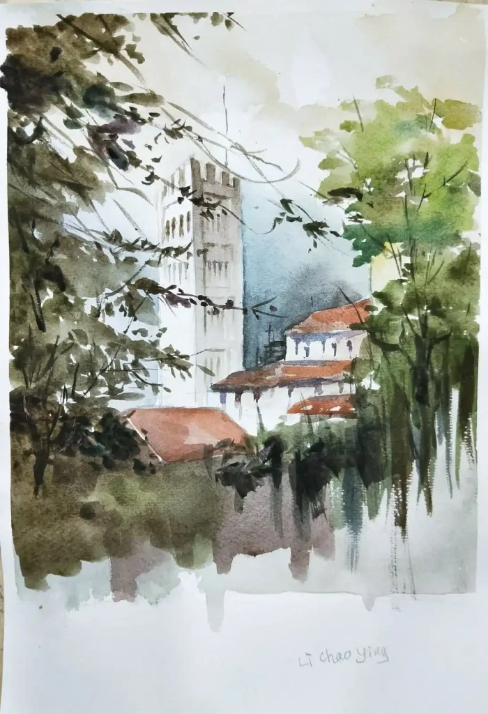 visual_arts_centre_watercolour_painting_art_course_in_singapore_painting_brush_strokes_step_by_step_guide_demonstration_by_teacher