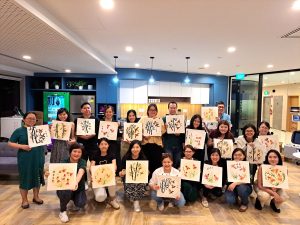Chinese ink painting on rice paper team bonding art jamming