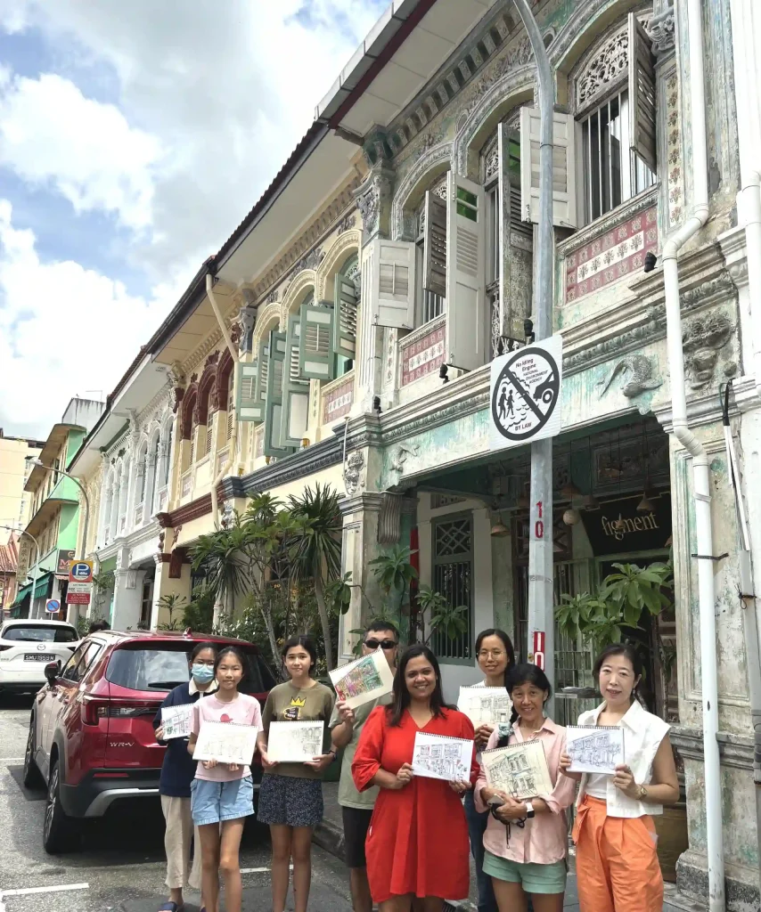 outdoor urban landscape sketching shophouse workshop in singapore visual arts centre