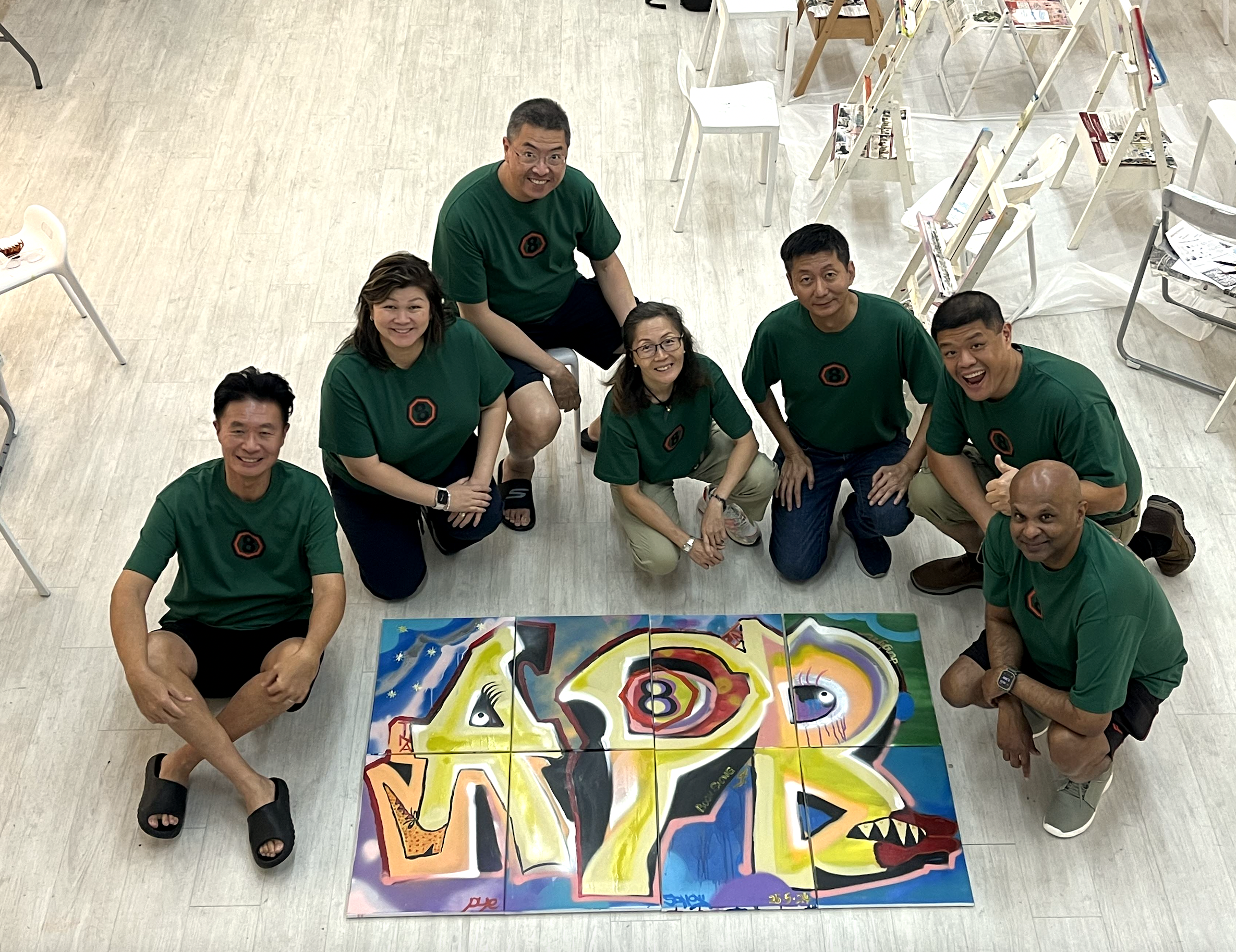 APB Graffiti mural spray painting teambonding art jamming Visual Arts Centre team bonding art jamming