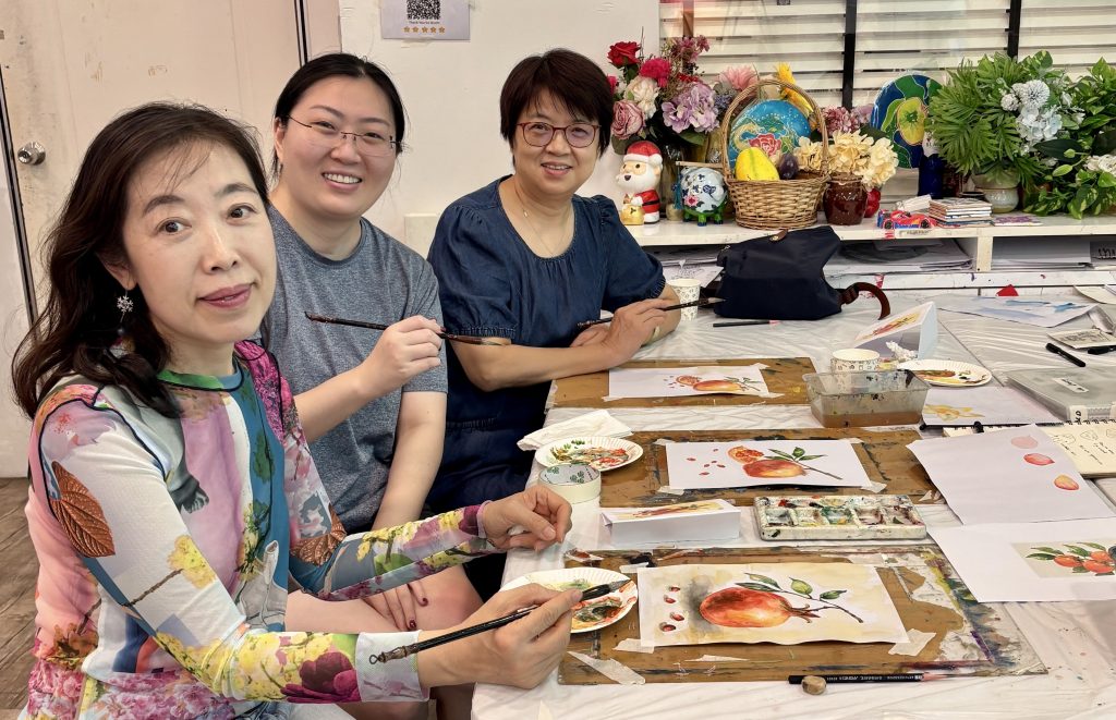 adult water colour art class in singapore! perfect for all level