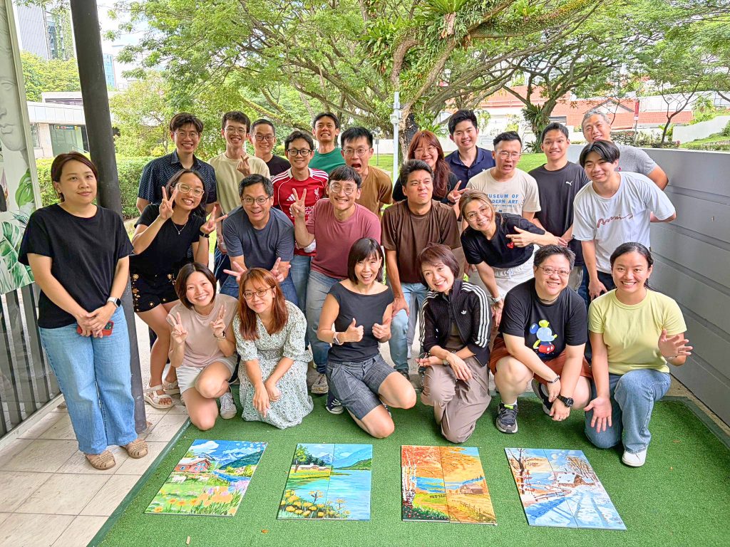 Peranakan Tile Mural Painting Art Jamming Team Bonding by Visual Arts Centre Singapore Best Art Jamming Team Bonding in Singapore by a Trusted Team Art Professionals