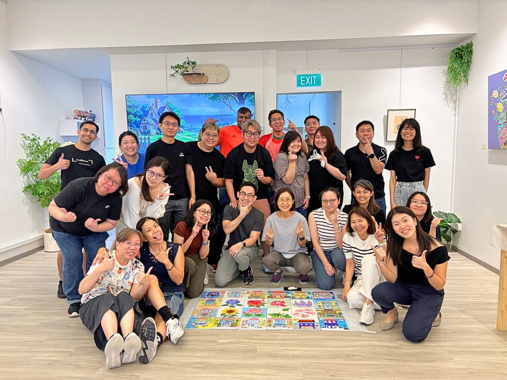 Peranakan Tile Mural Painting Art Jamming Team Bonding by Visual Arts Centre Singapore Best Art Jamming Team Bonding in Singapore by a Trusted Team Art Professionals
