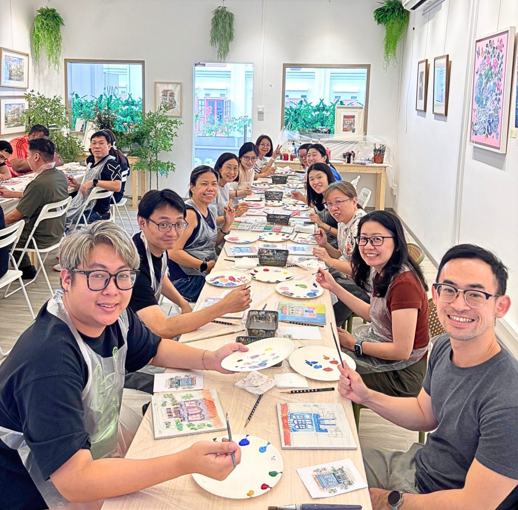 Peranakan Tile Mural Painting Art Jamming Team Bonding by Visual Arts Centre Singapore Best Art Jamming Team Bonding in Singapore by a Trusted Team Art Professionals