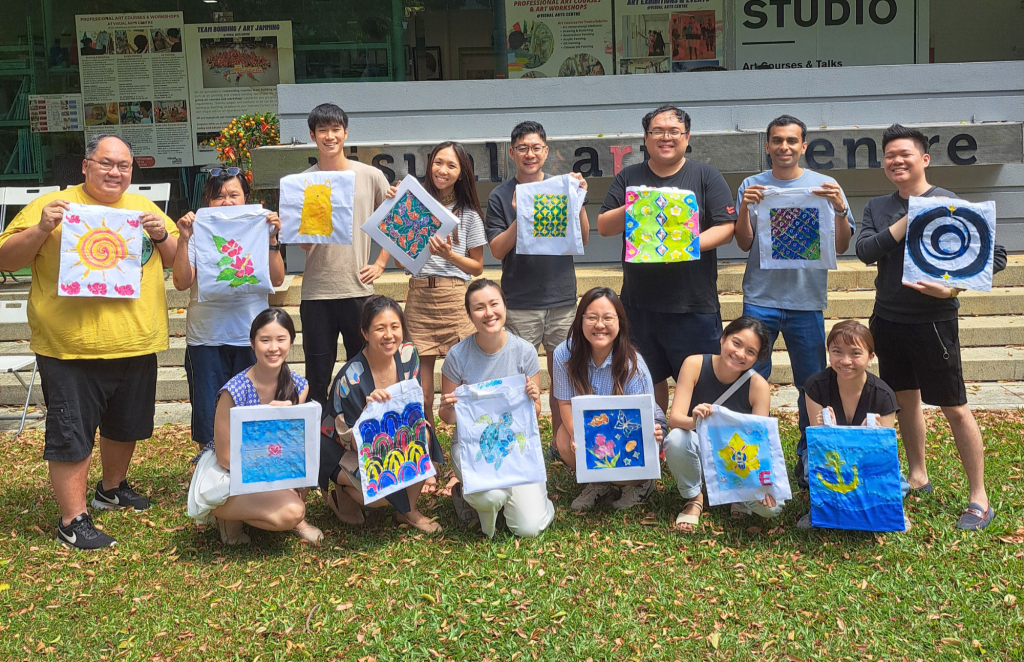 Batik Tote Bag Painting Art Jamming Visual Arts Centre Best Art Jamming Team Bonding in Singapore Great for Corporates Companies Family Events Bonding Schools