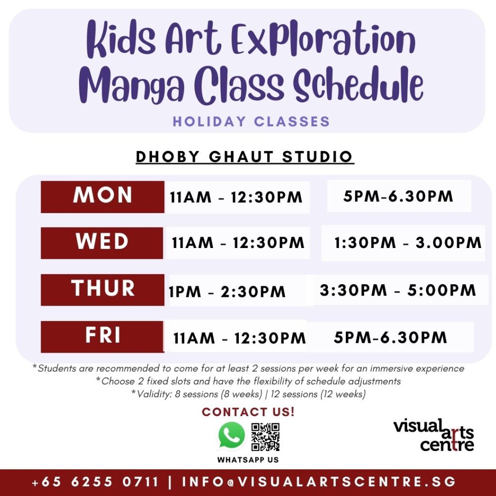 Kids Art Exploration Manga Class Schedule