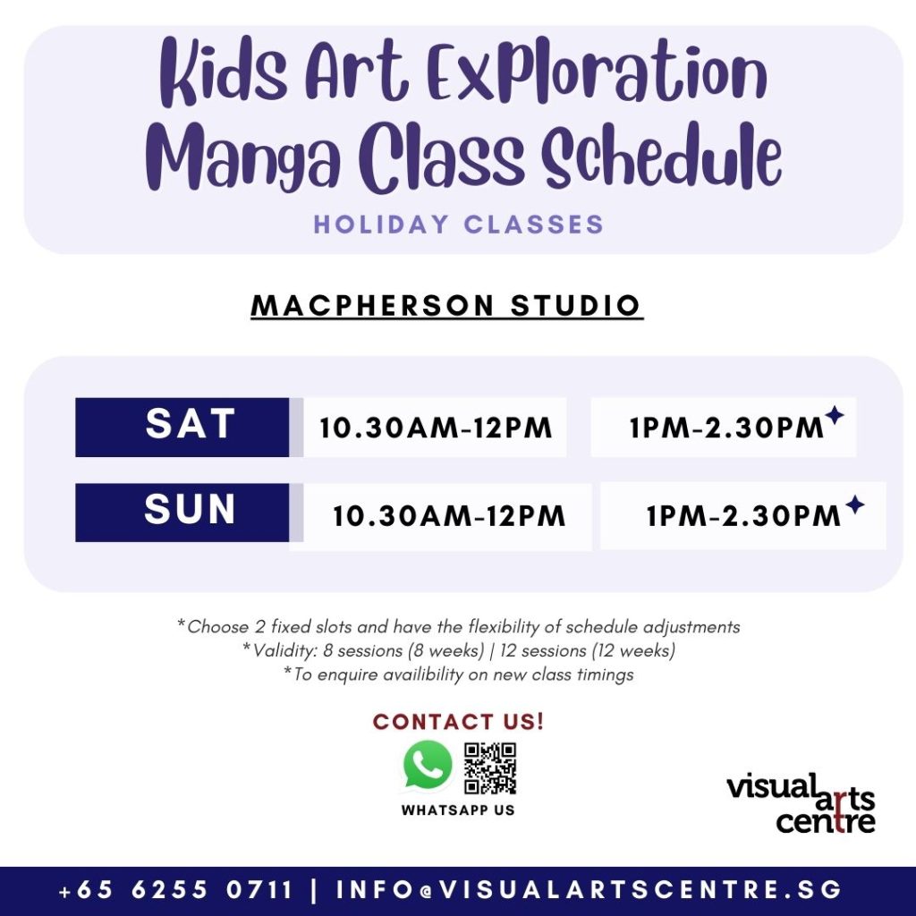 Kids Art Exploration Manga Class Schedule