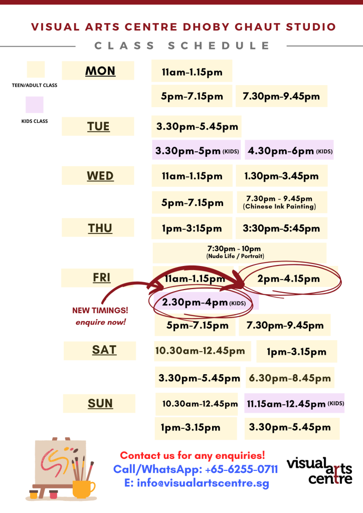 art immersion 24 sessions schedule at dhoby ghaut studio