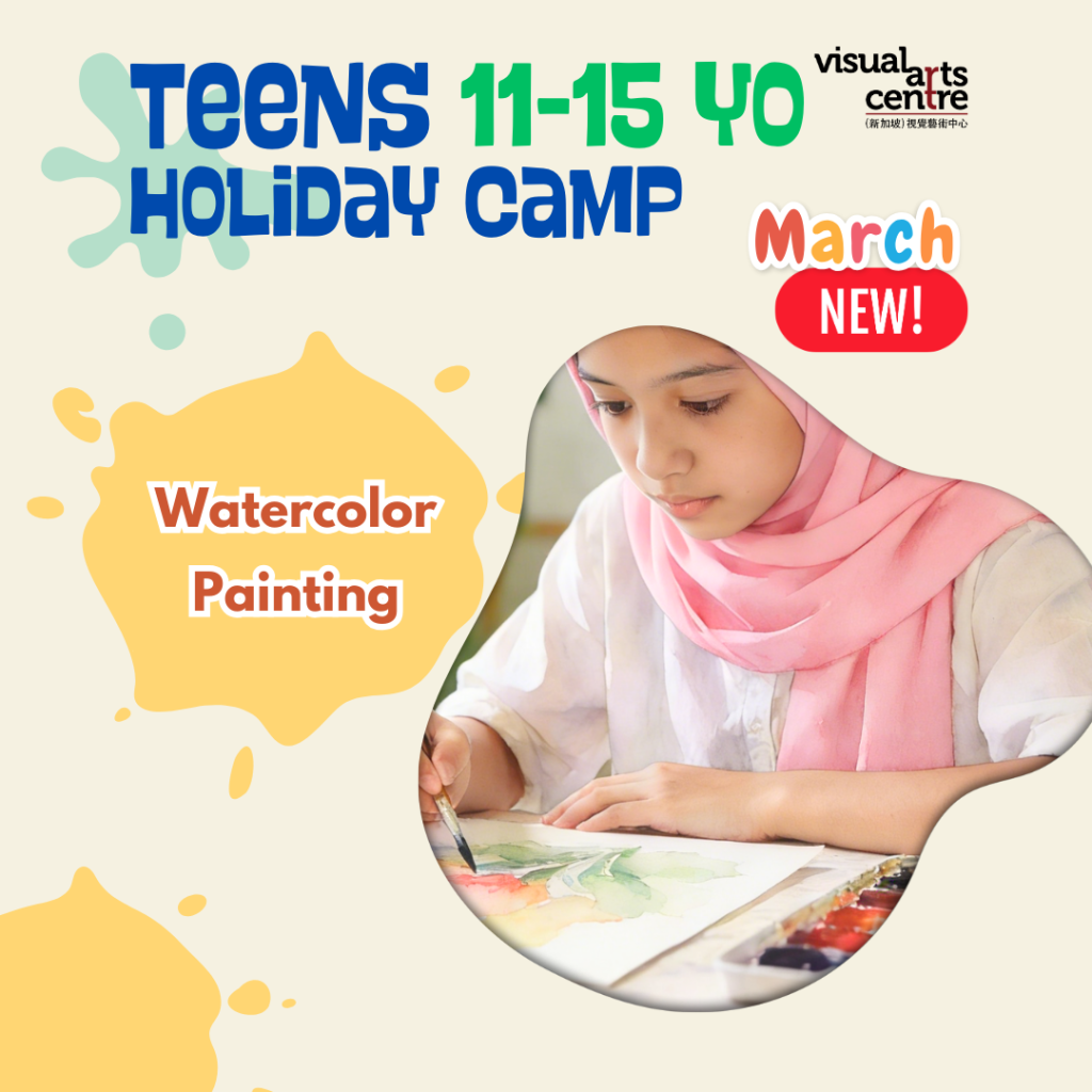 watercolour painting chinese calligraphy fan 1 day art camp Art class schedule for holiday kids and teens in Visual Arts Centre