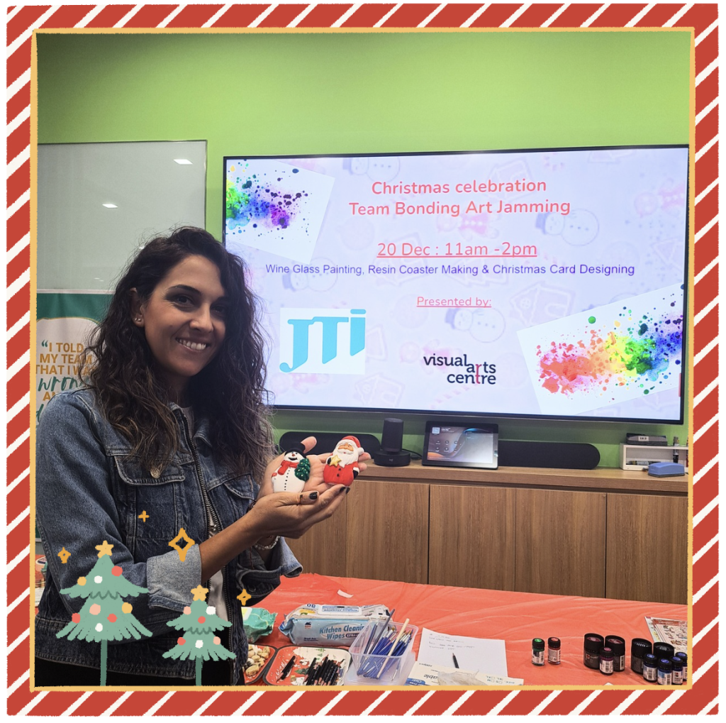 Christmas celebration team bonding art jamming plaster cast sculpture painting with Visual Arts Centre