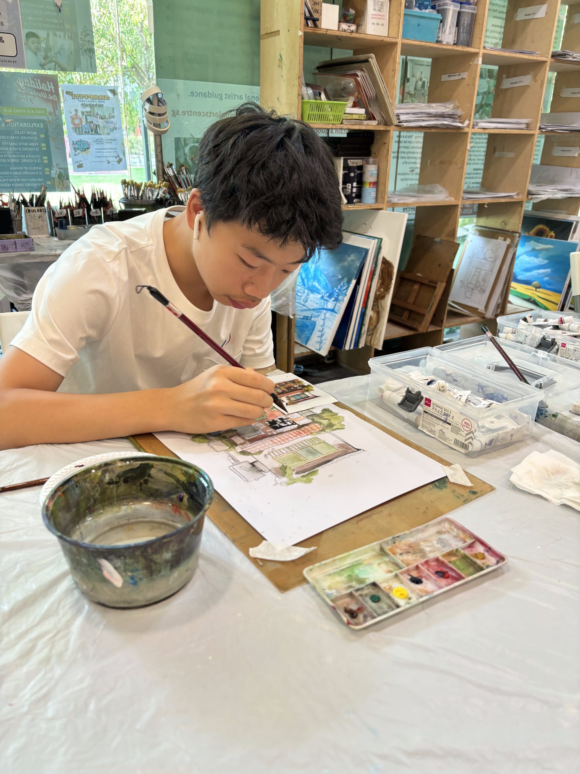 urban landscape sketching with watercolour art workshop in singapore visual arts centre