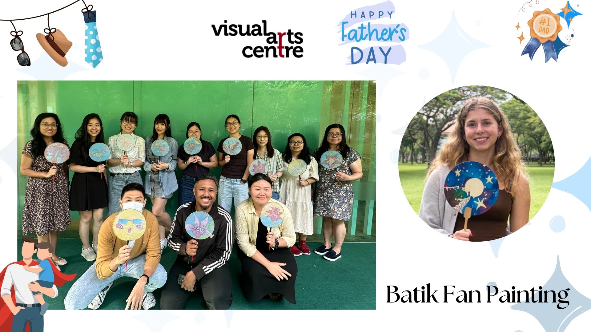 Father's Day art activity batik Fan painting art workshop art jamming Visual Arts Centre