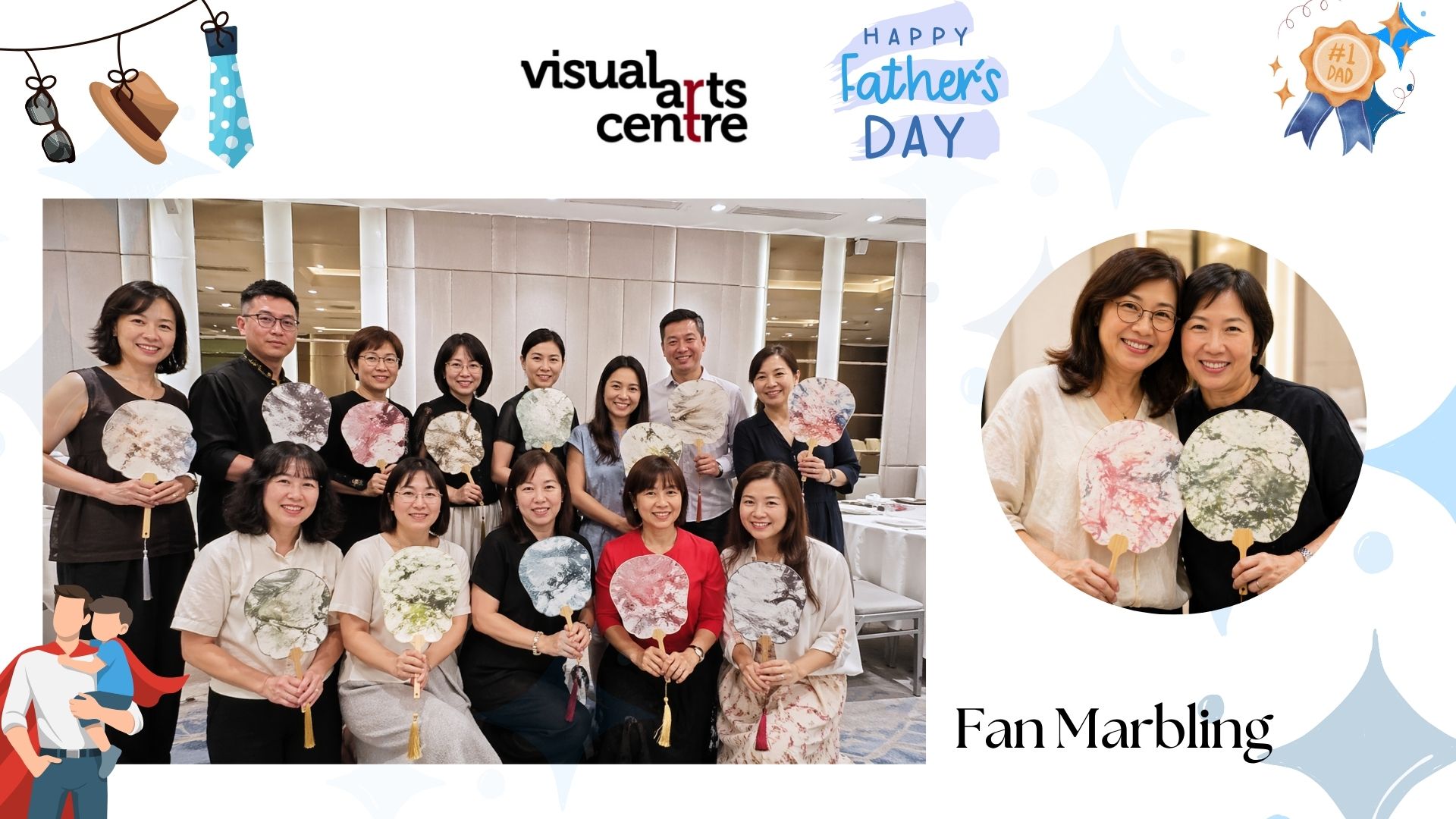 Father's Day art activity Fan Marbling art workshop art jamming Visual Arts Centre
