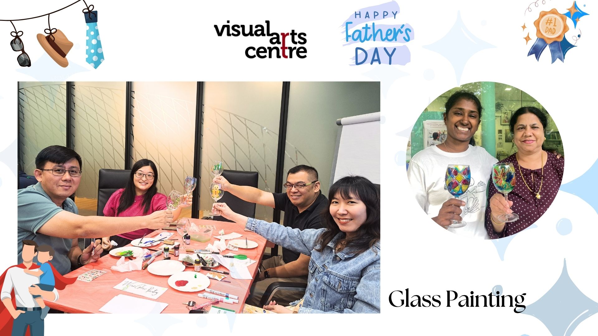 Father's Day art activity Glass Painting art workshop art jamming Visual Arts Centre