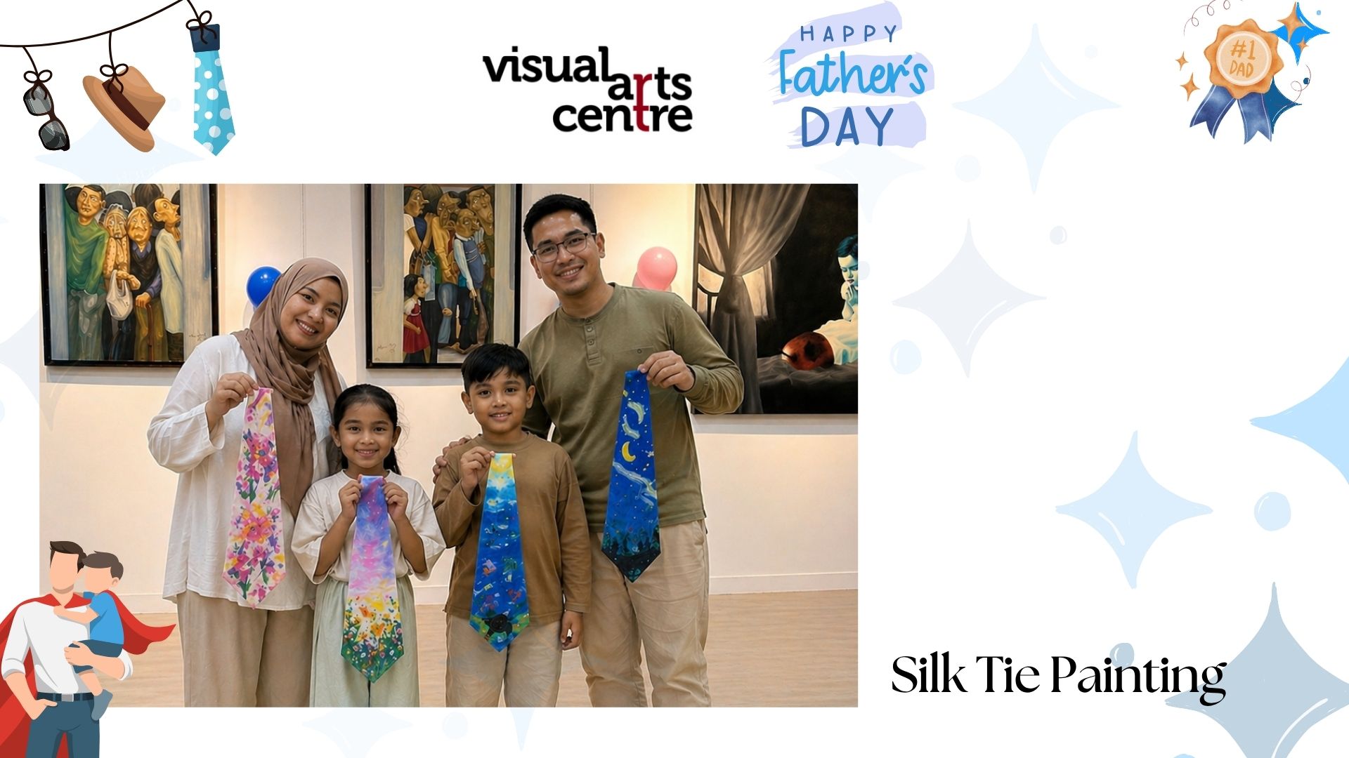 Father's Day art activity Silk Tie Painting art workshop art jamming Visual Arts Centre