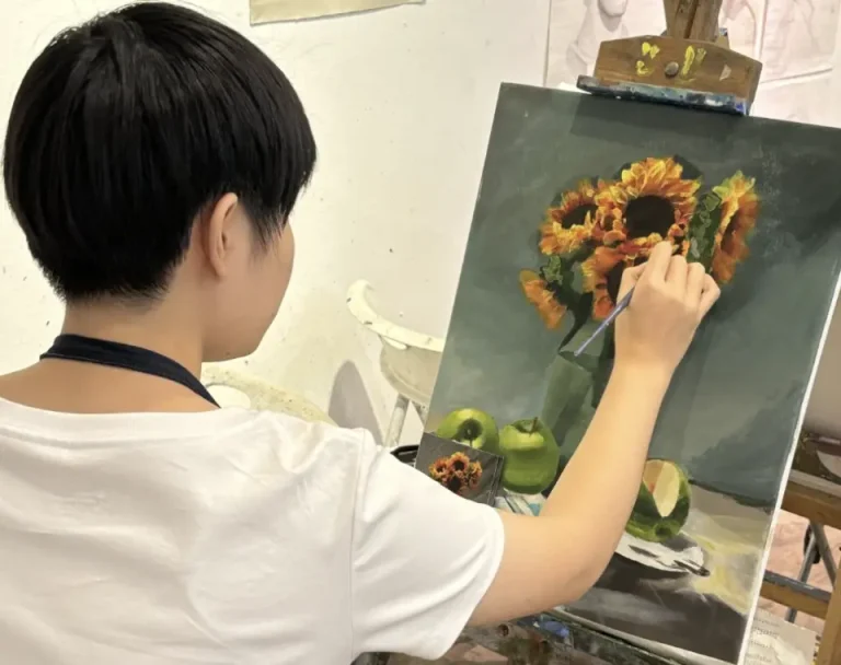 Our Teen art sudent completed her still-life painting of sunflower
