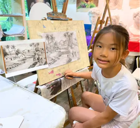 VAC Student doing Animal Acrylic Painting