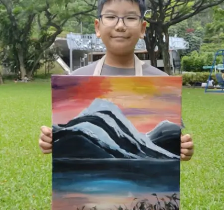Student with Creative Acrylic Painting artwork