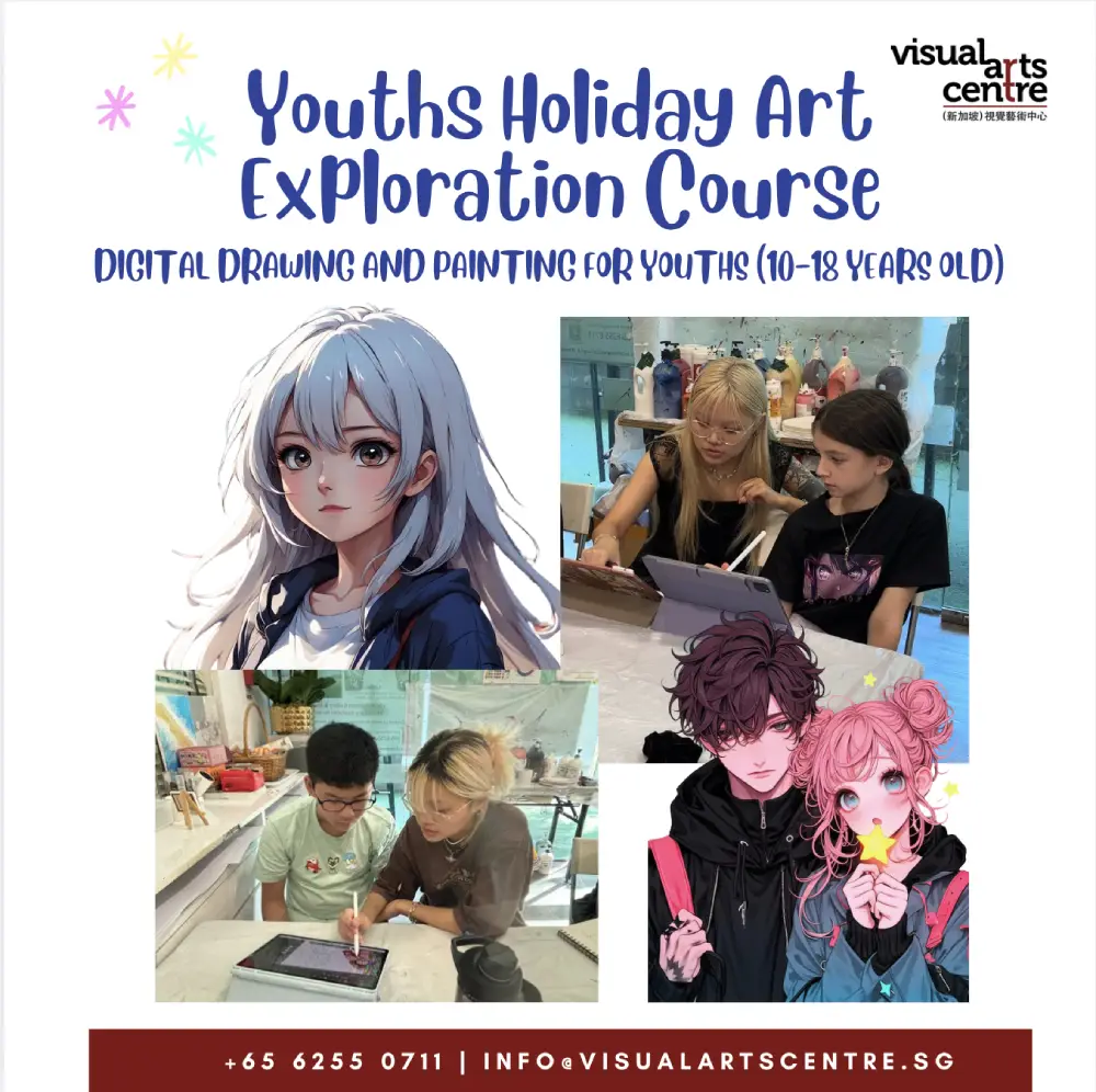 youths holiday art exploration course - digital drawing and painting for youths 10-18 years old in singapore visual arts centre