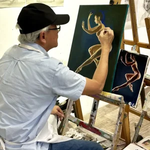 Senior students sketching and painting in a Singapore art studio class