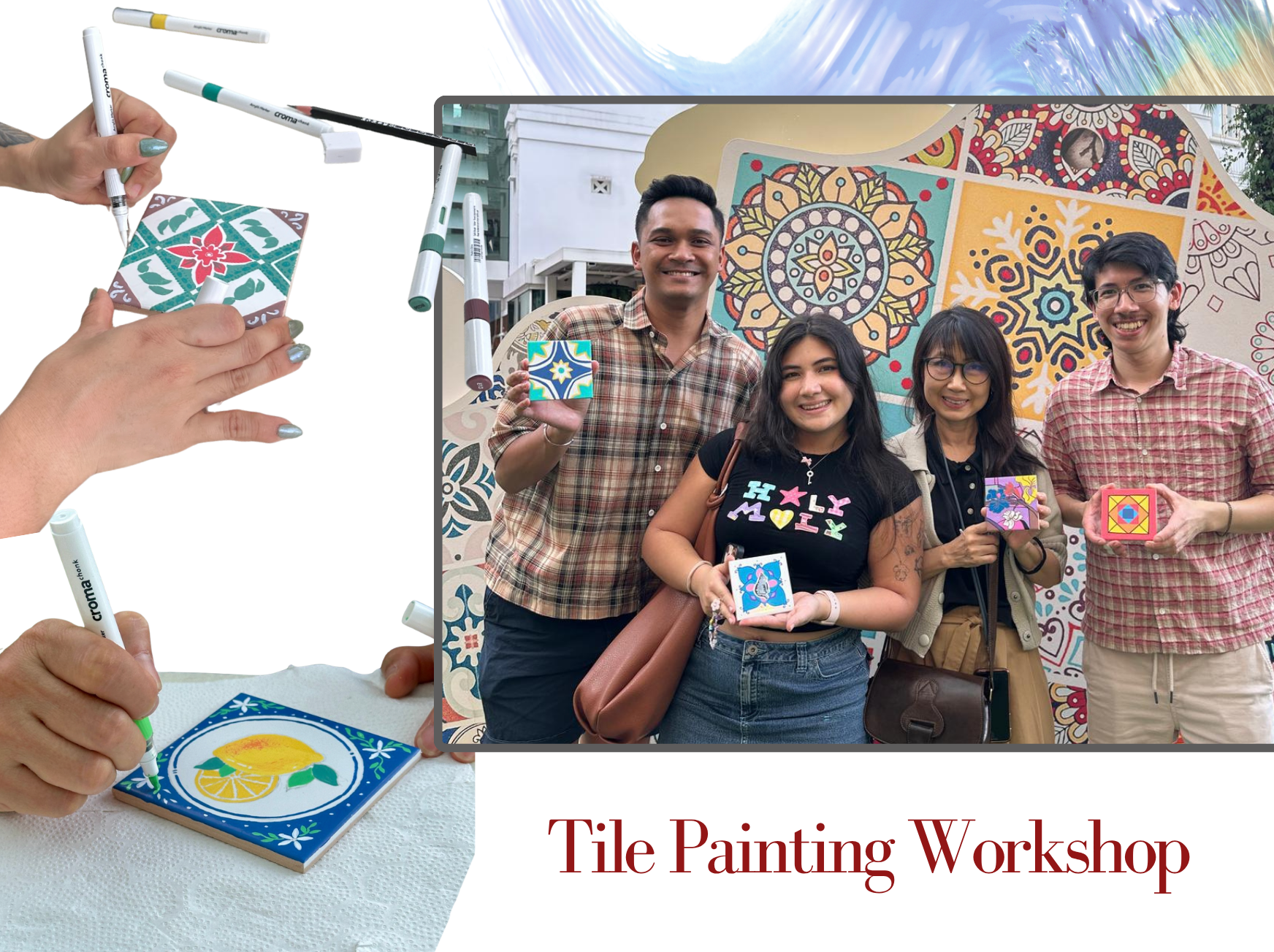 Culture Pass Peranakan Tile Painting in Singapore by Visual Arts Centre suitable for All Ages Great for Family, friends and corporate great for beginners