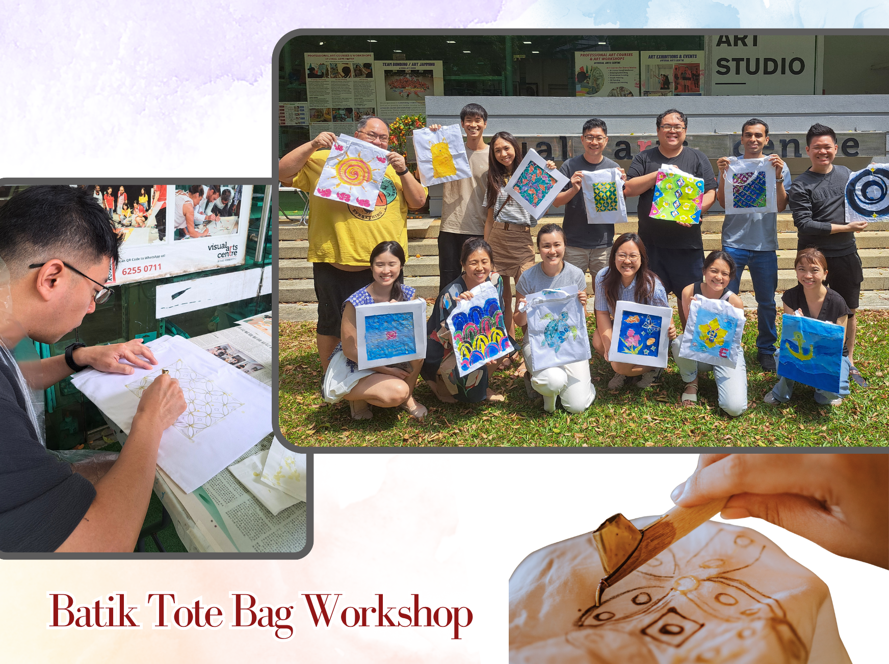 Culture Pass Batik Painting Workshop in Singapore by Visual Arts Centre best Culture Pass Workshops in Singapore Beginner Friendly suitable for all groups, all ages Corporate Family Friends Company Team Bonding all materials provided