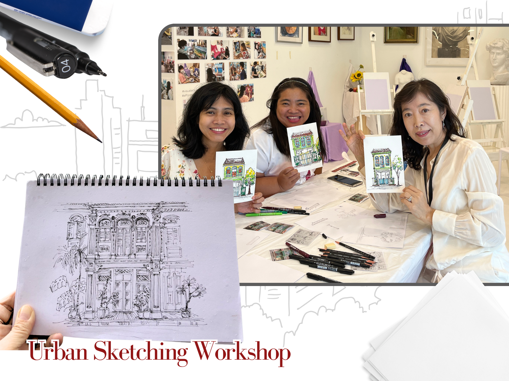 Culture Pass Urban Sketching in Singapore by Visual Arts Centre Professional Sketching with all Materials Provided suitable for Beginners and all Ages Great for Family Friends Groups Team Bonding and More