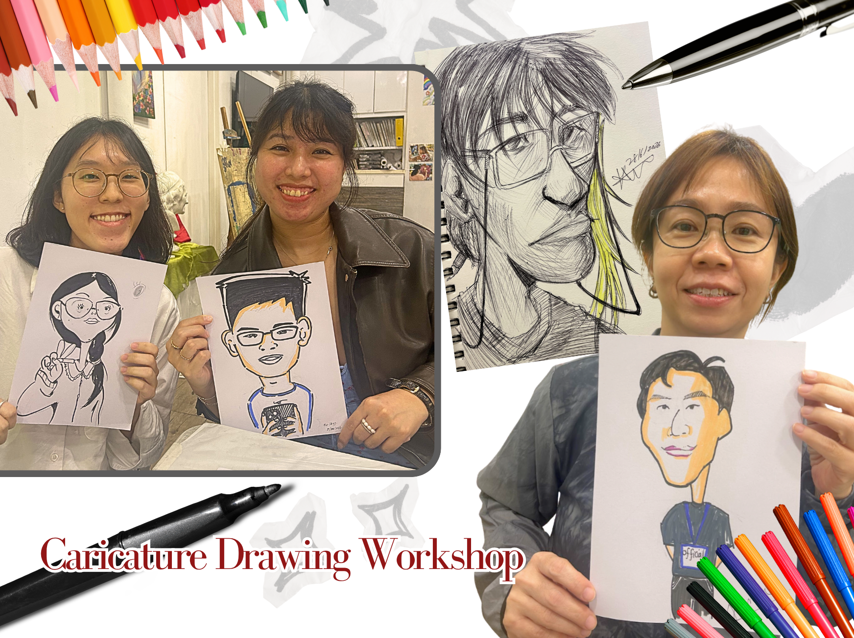 Culture Pass Caricature Drawing in Singapore by Visual Arts Centre Best Caricature Culture Pass Workshop suitable for beginners and all ages great for Families and Friends