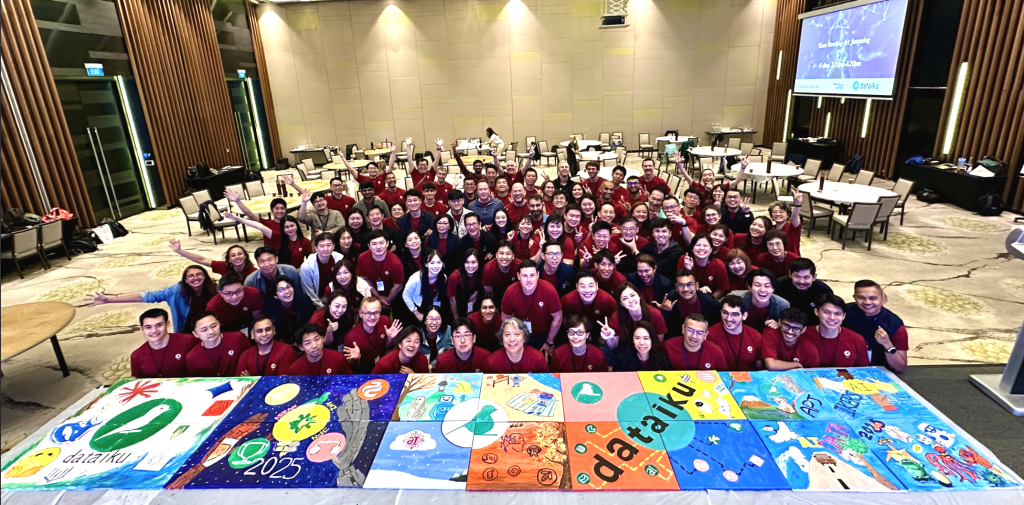 New Year's Day mural acrylic painting on canvas team bonding art jamming Visual Arts Centre