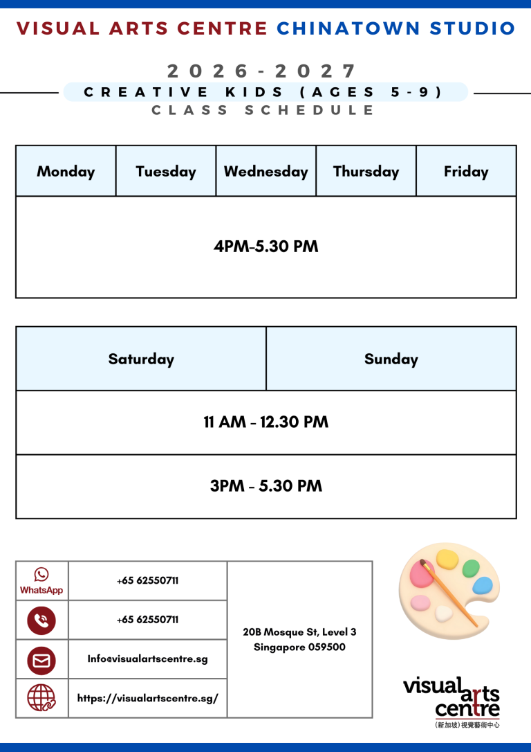 2026-2027 CREATIVE Kids (AGES 5-9) class schedule