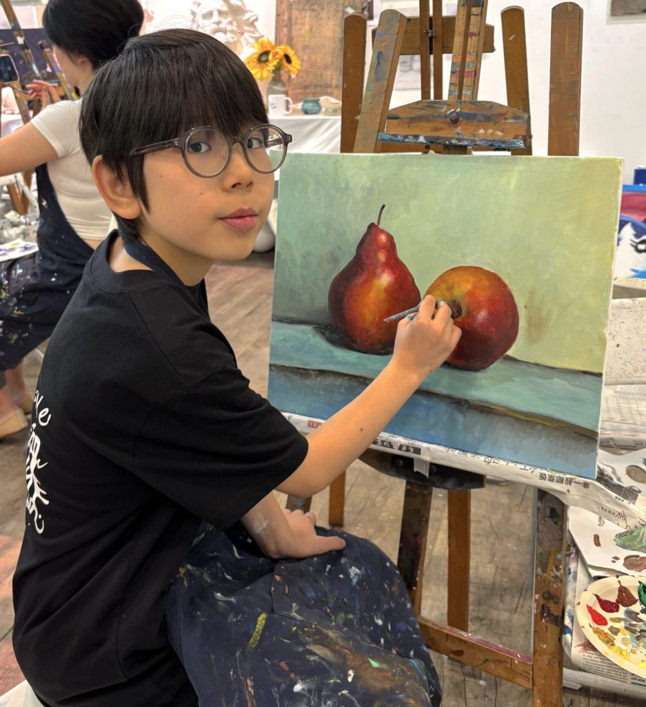 kid children child still life acrylic painting professional art course art lesson art class painting acrylic painting visual arts centre student boy