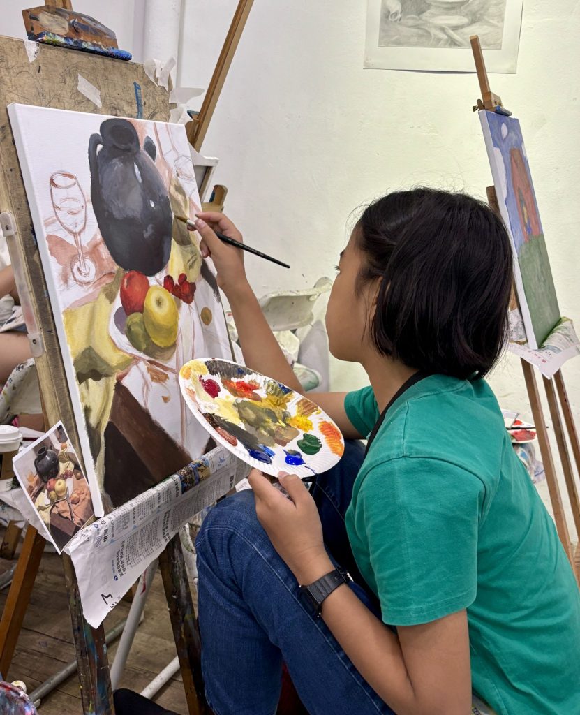 kid children child still life acrylic painting professional art course art lesson art class painting acrylic painting visual arts centre student girl
