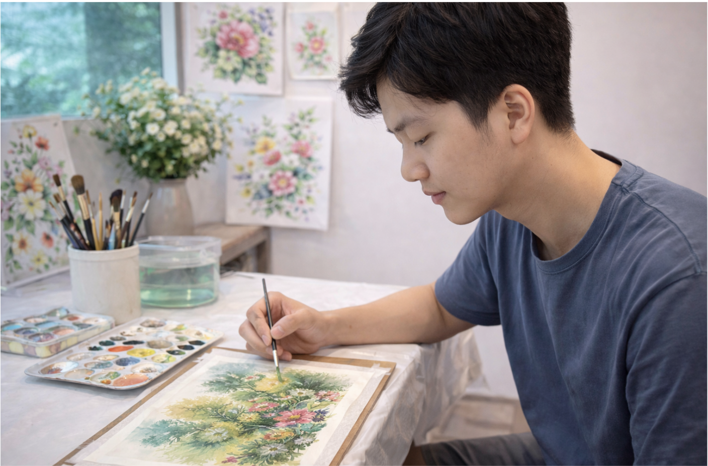 Botanical Postcard Design & Painting with Watercolour Illustration art workshop Visual Arts Centre