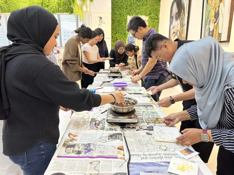 AWWA, Individual Batik Handkerchief in progress team bonding team building art jamming