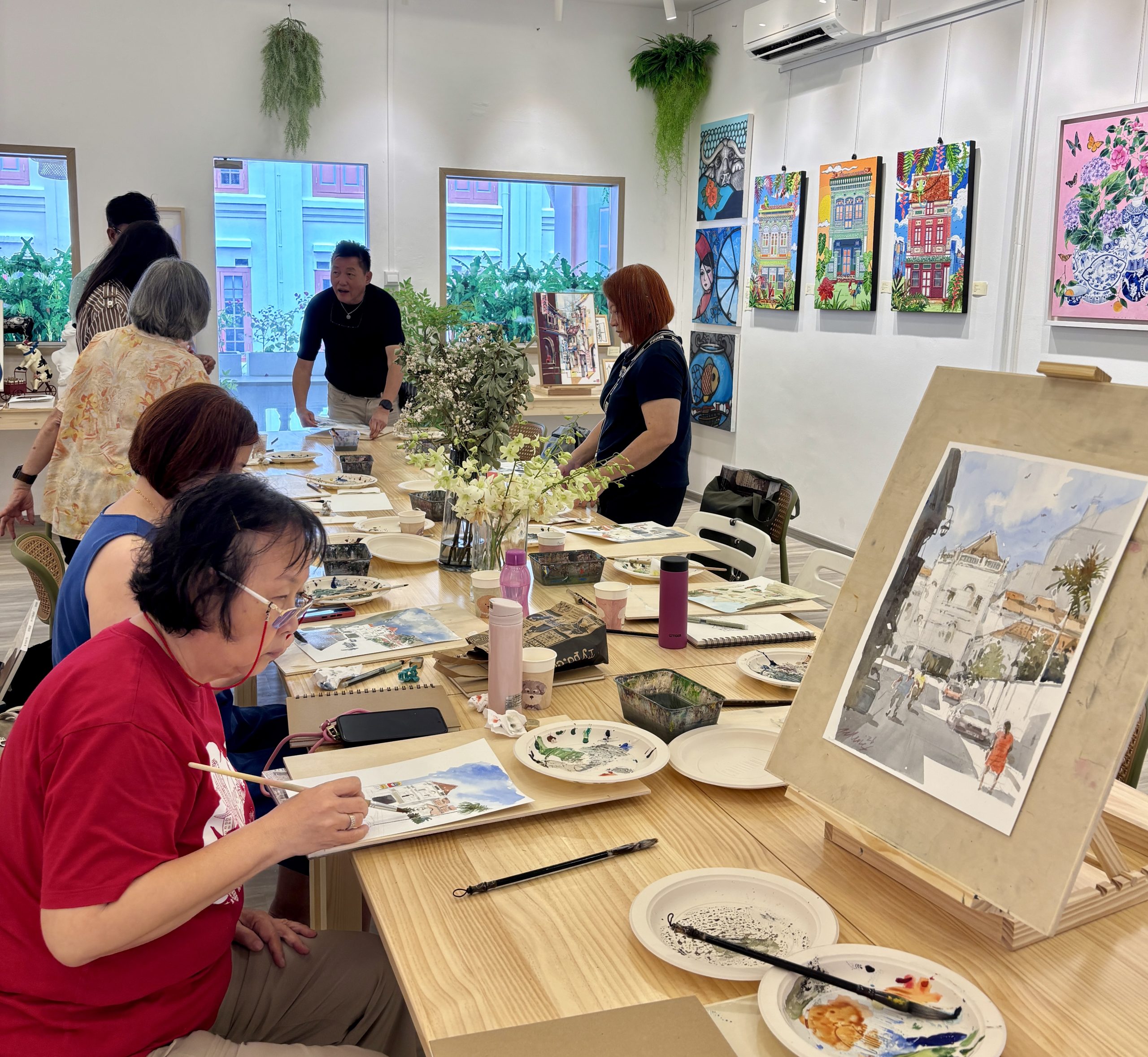 Chinatown singapore Visual Arts Centre Chinatown Art gallery and studio venue event space hire - watercolour painting Ong Kim Seng art workshop art course event