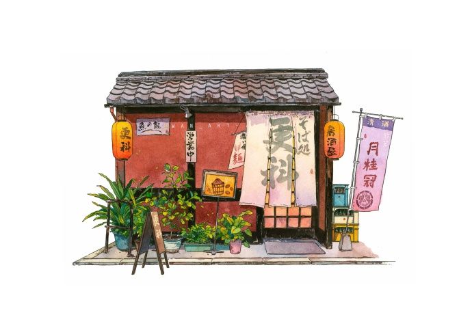 watercolour painting on shophouse summer art camp holiday art course kids and teens Singapore