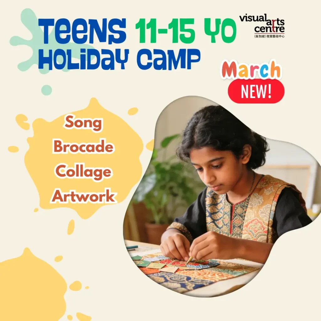 song brocade collage artwork 1 day art camp Art class schedule for holiday kids and teens in Visual Arts Centre